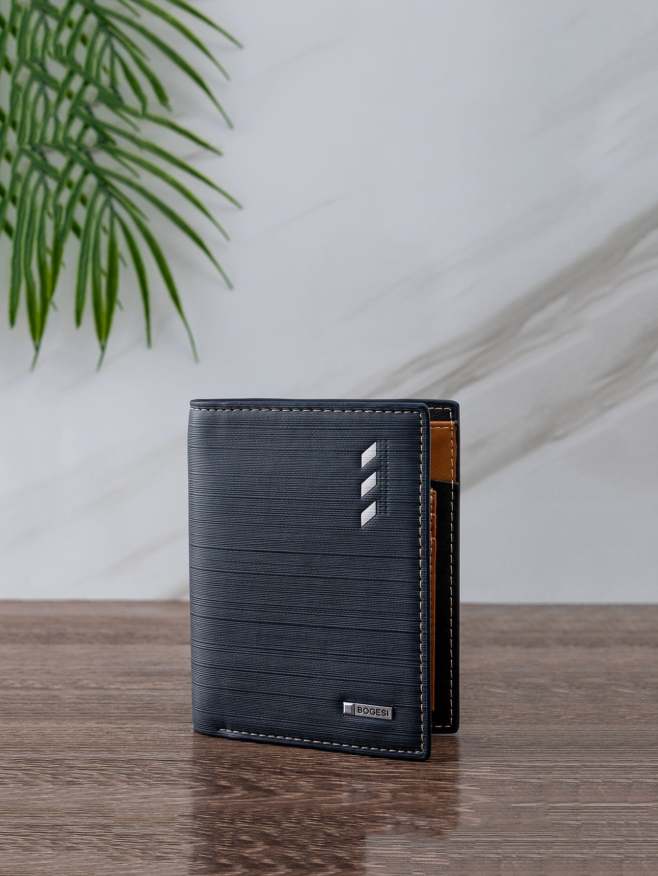 Portefeuille vertical à rayures pour hommes