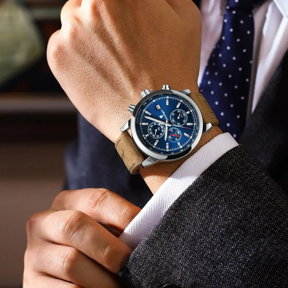 Montre-Bracelet de Luxe en Cuir pour Homme