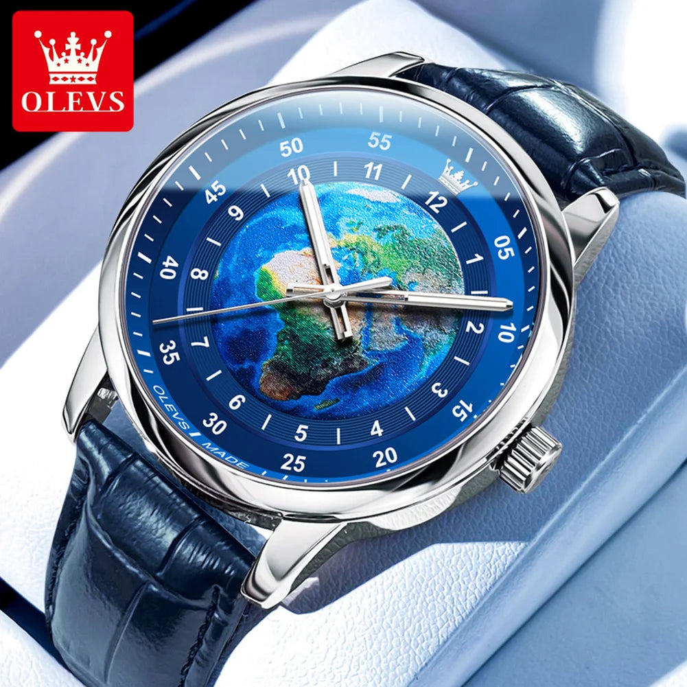 Montre à quartz pour homme, motif terre