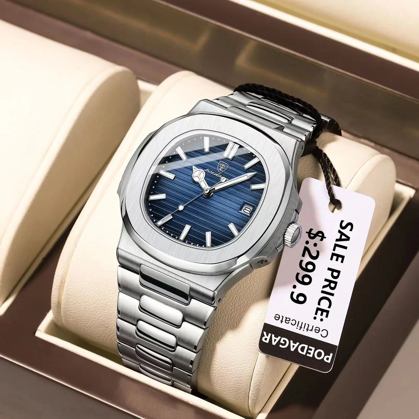 Montre de luxe carrée à Quartz pour hommes