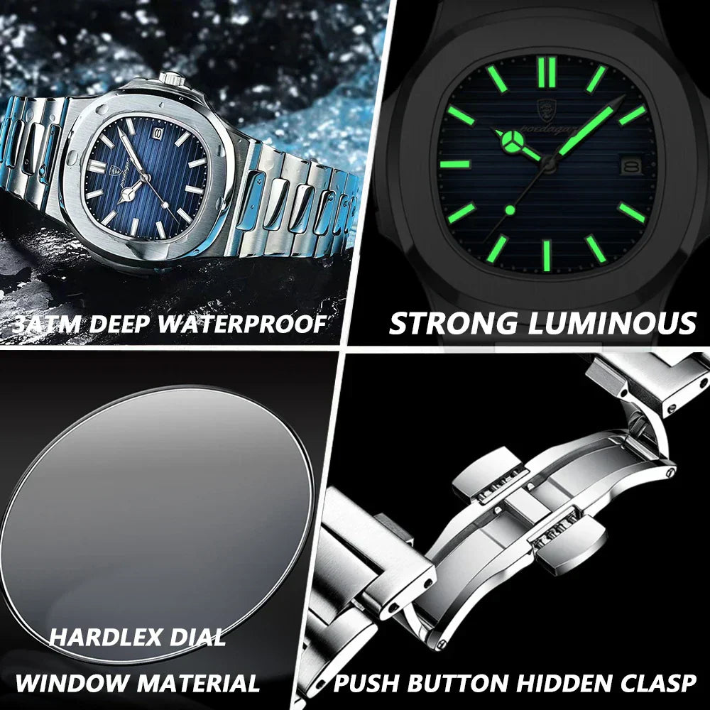 Montre de luxe carrée à Quartz pour hommes