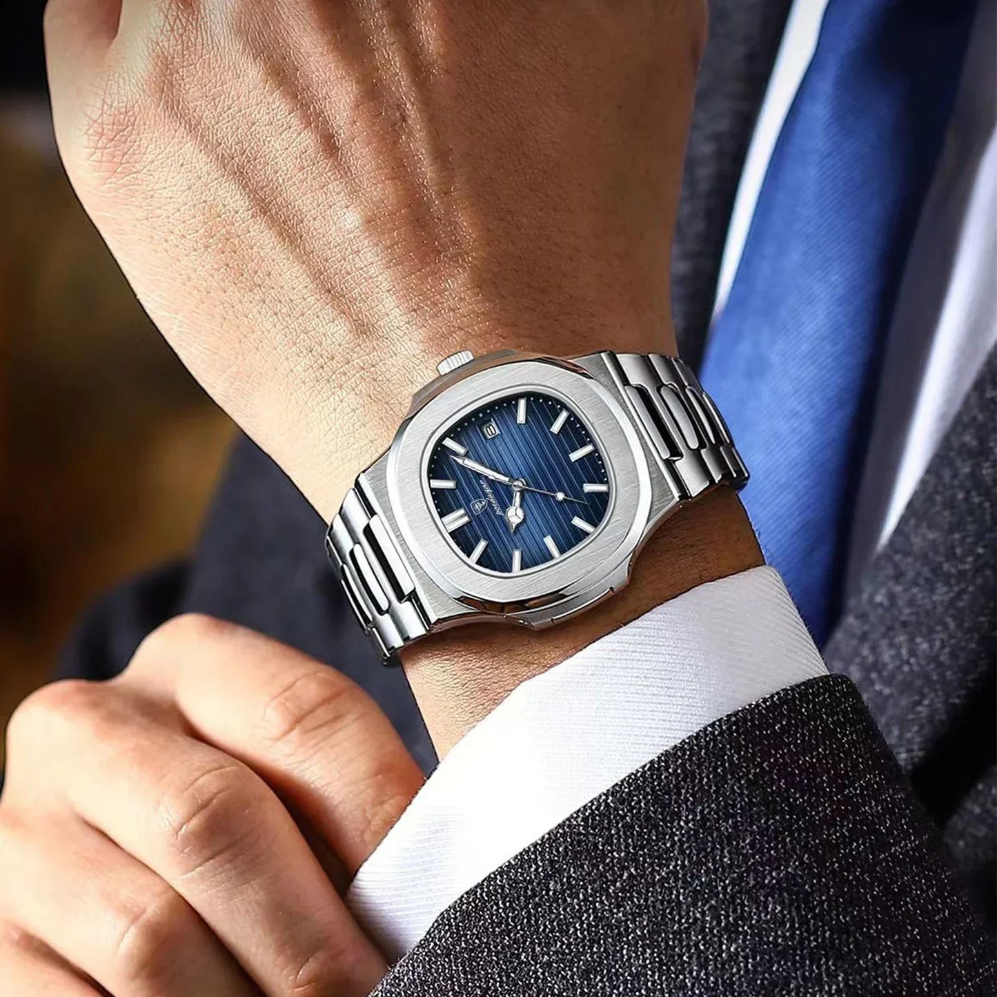 Montre de luxe carrée à Quartz pour hommes