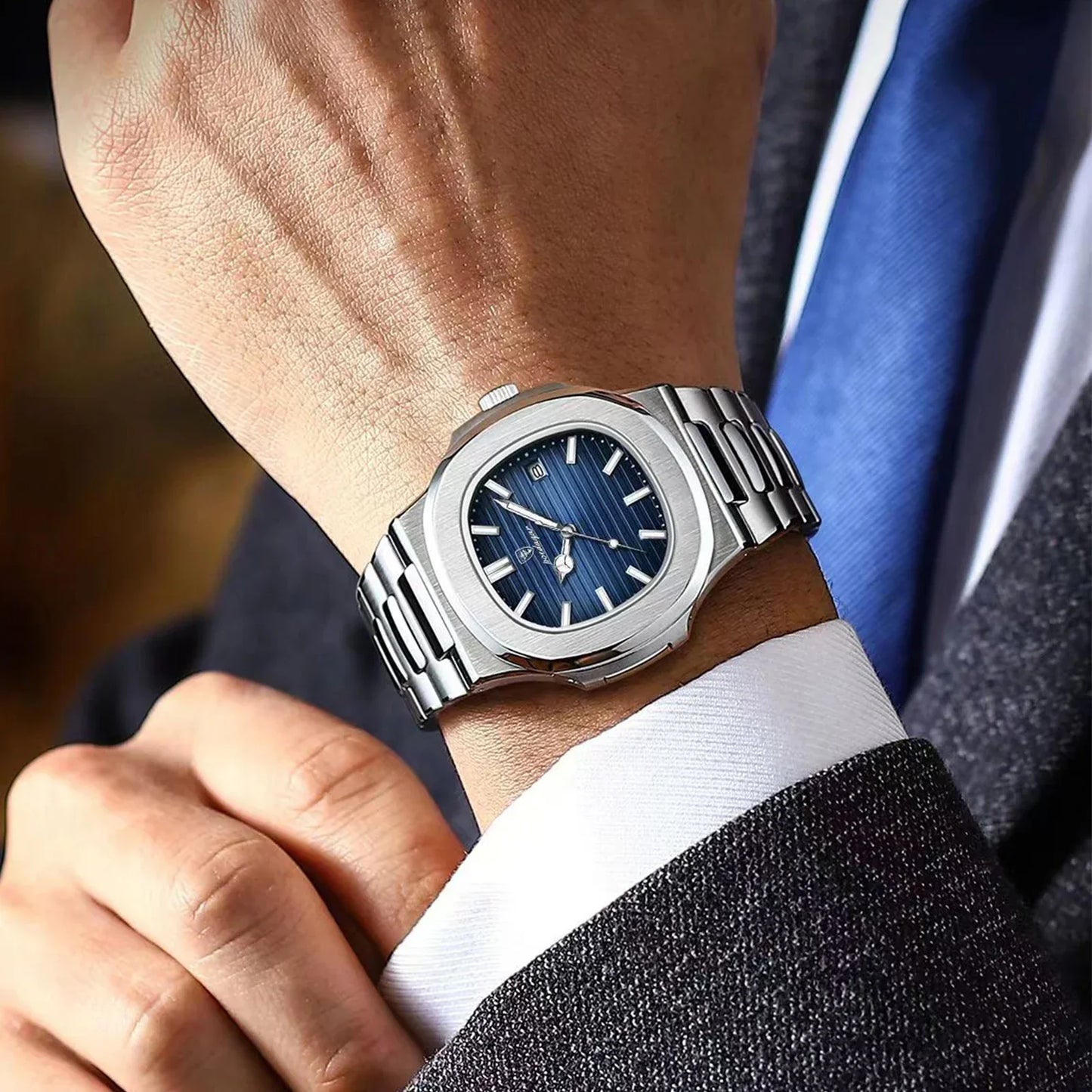 Montre de luxe carrée à Quartz pour hommes
