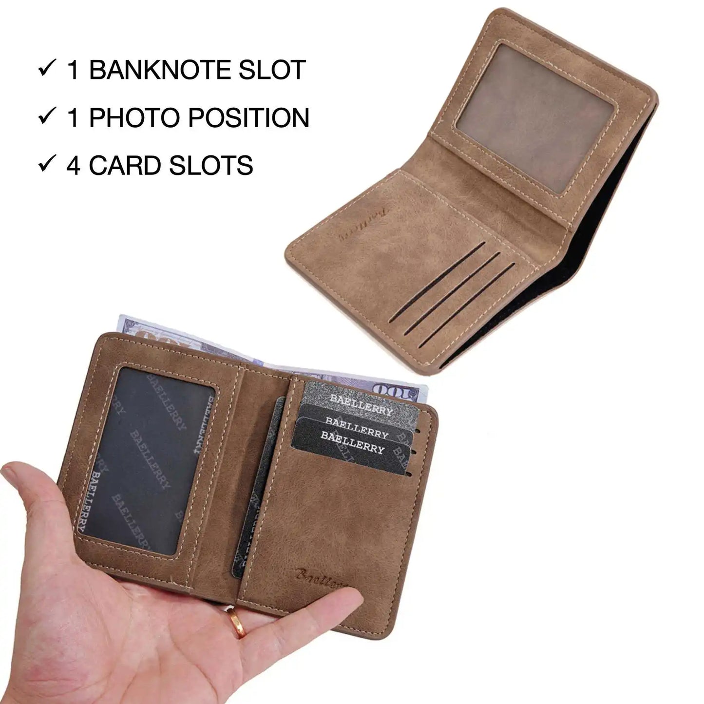 Mini portefeuille en cuir PU pour hommes