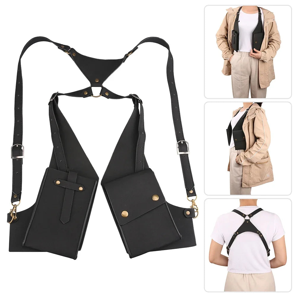 Sac de poitrine antivol en cuir pour hommes