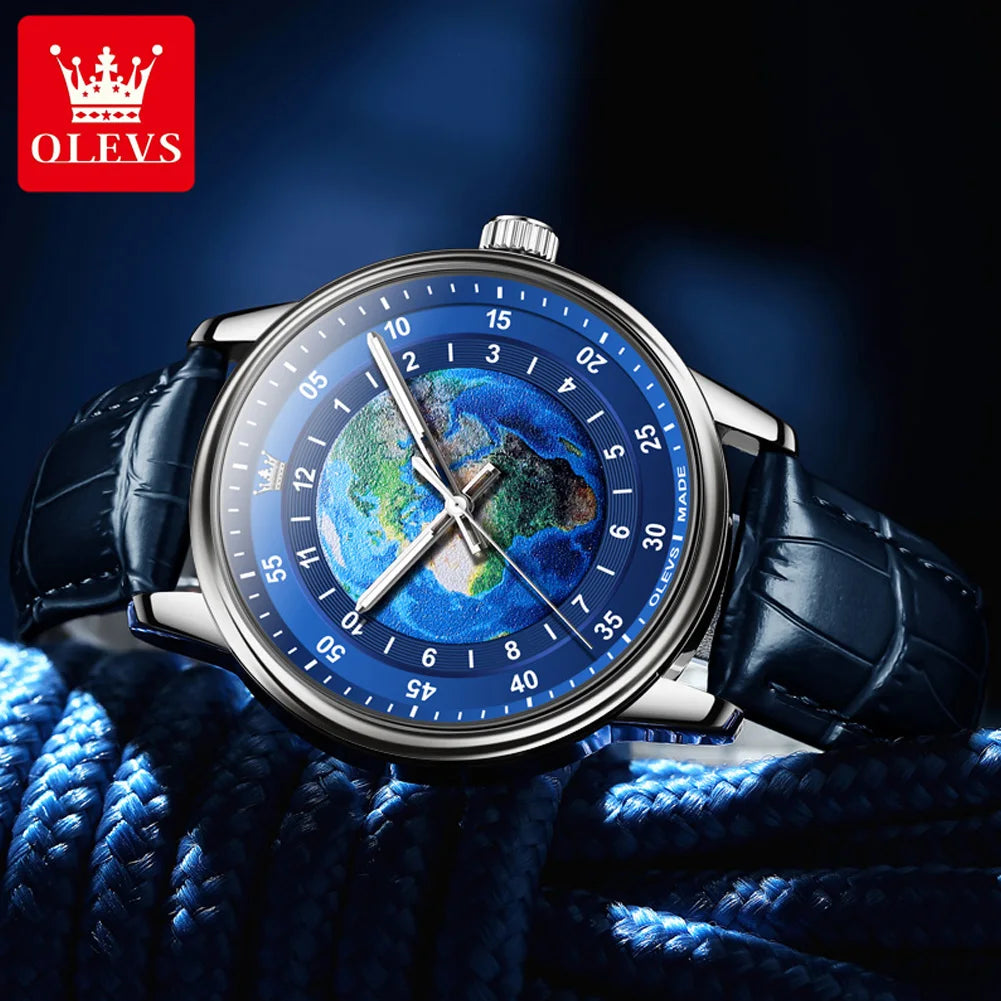 Montre à quartz pour homme, motif terre