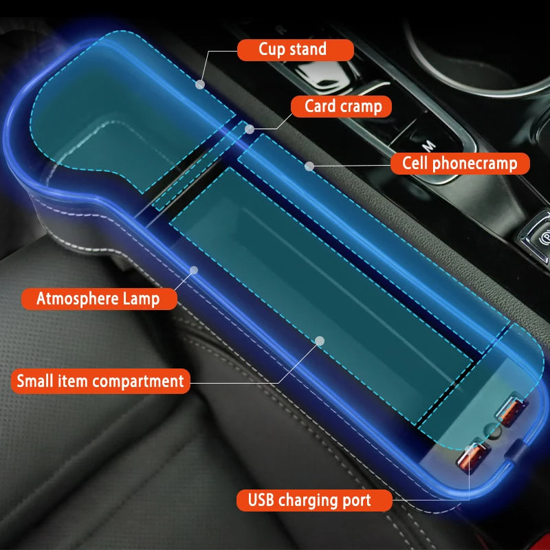 Accessoire Auto LED Porte-Gobelet, Rangement et Chargeur USB