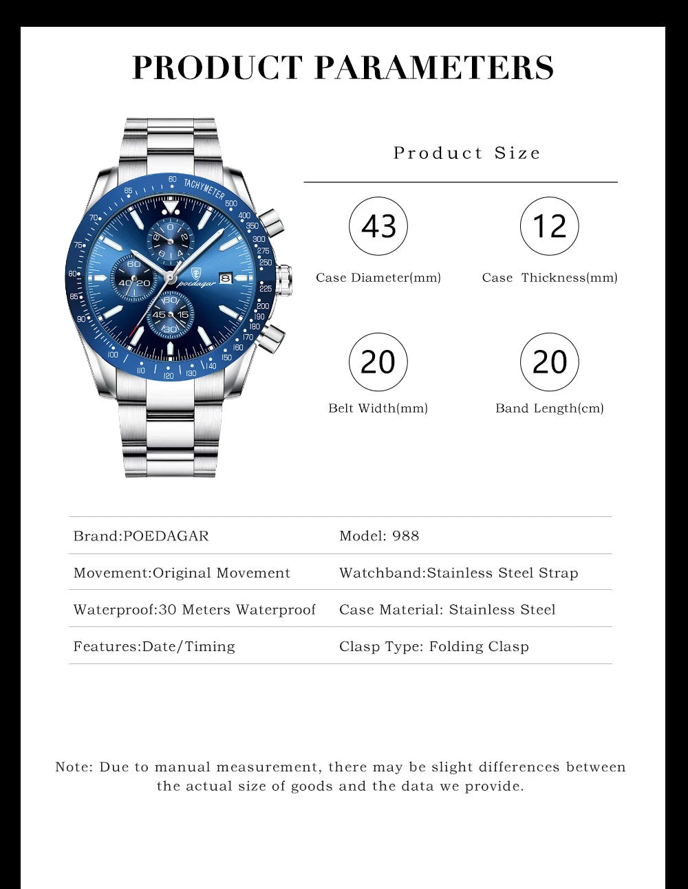 Montre Mode chronographe pour hommes
