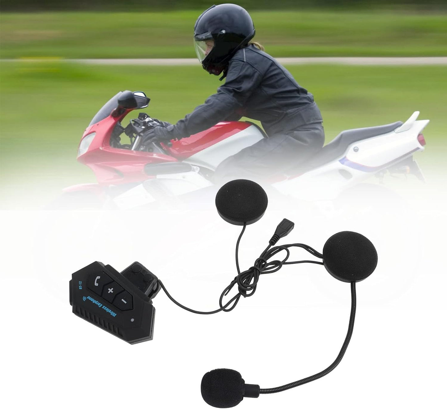 Casque Bluetooth pour Casque de Moto BT12 ( pas avec le casque de moto )