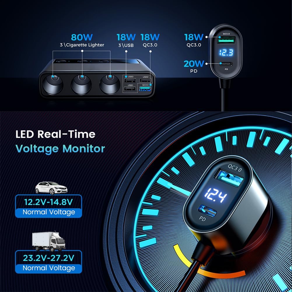 Adaptateur de chargeur de voiture 9 en 1