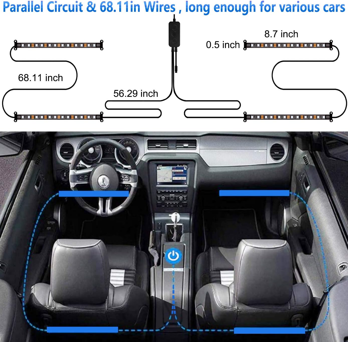 Lampes décoratives d'intérieur de voiture, lumières ambiantes automatiques