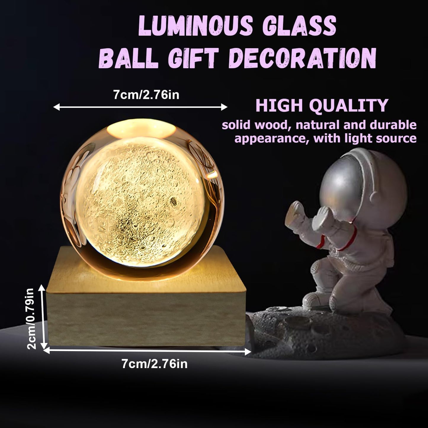 Lampe boule de cristal 3D unique