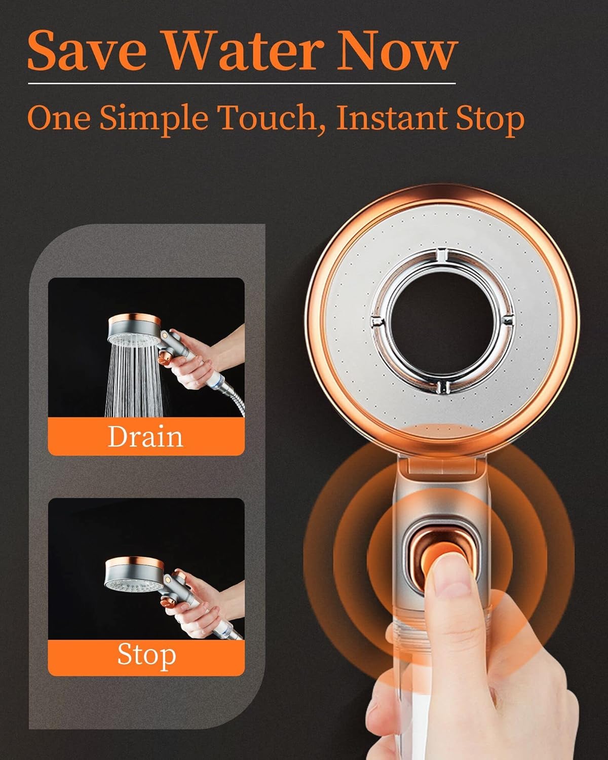 Pommeau de Douche Unique Double Face 3 Jets, Filtration