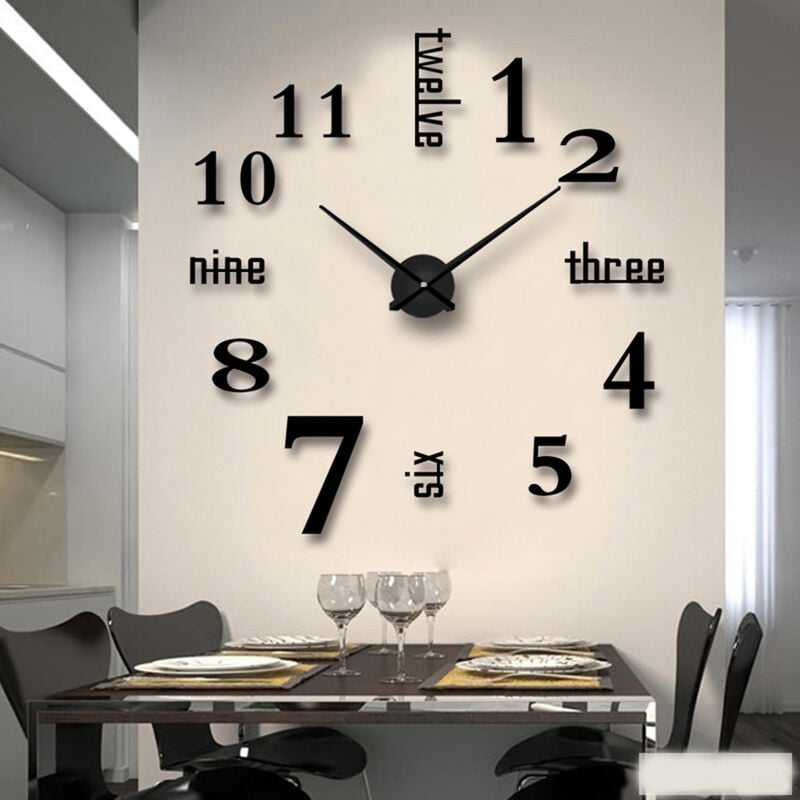 Horloge Murale 3D Sans Cadre, Décoration de la Maison
