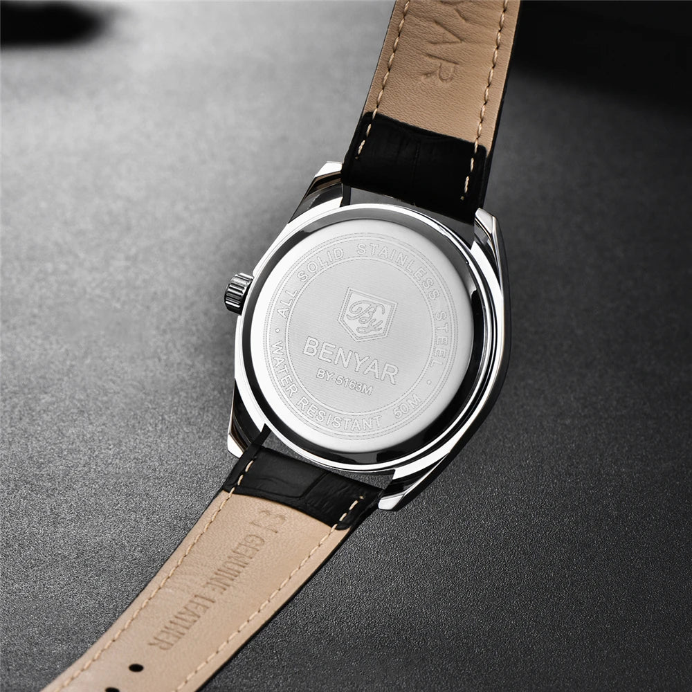 Montre à Quartz Benyar pour hommes, marque minimaliste analogique