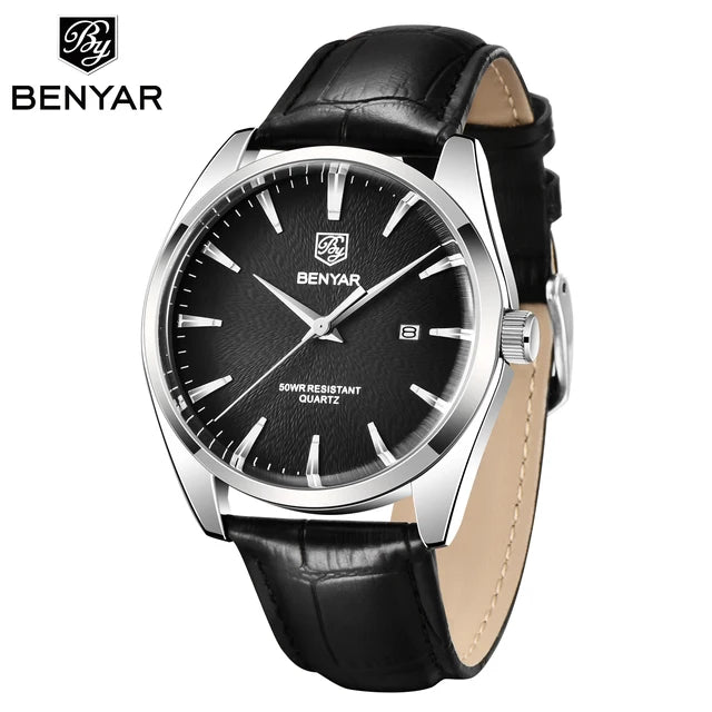 Montre à Quartz Benyar pour hommes, marque minimaliste analogique
