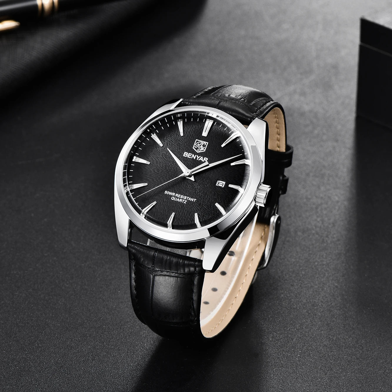 Montre à Quartz Benyar pour hommes, marque minimaliste analogique