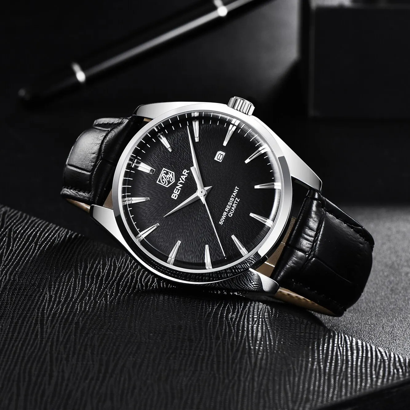 Montre à Quartz Benyar pour hommes, marque minimaliste analogique