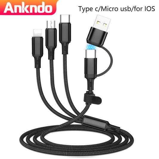 Câble de charge rapide 3 en 1 multiple  USB, type C