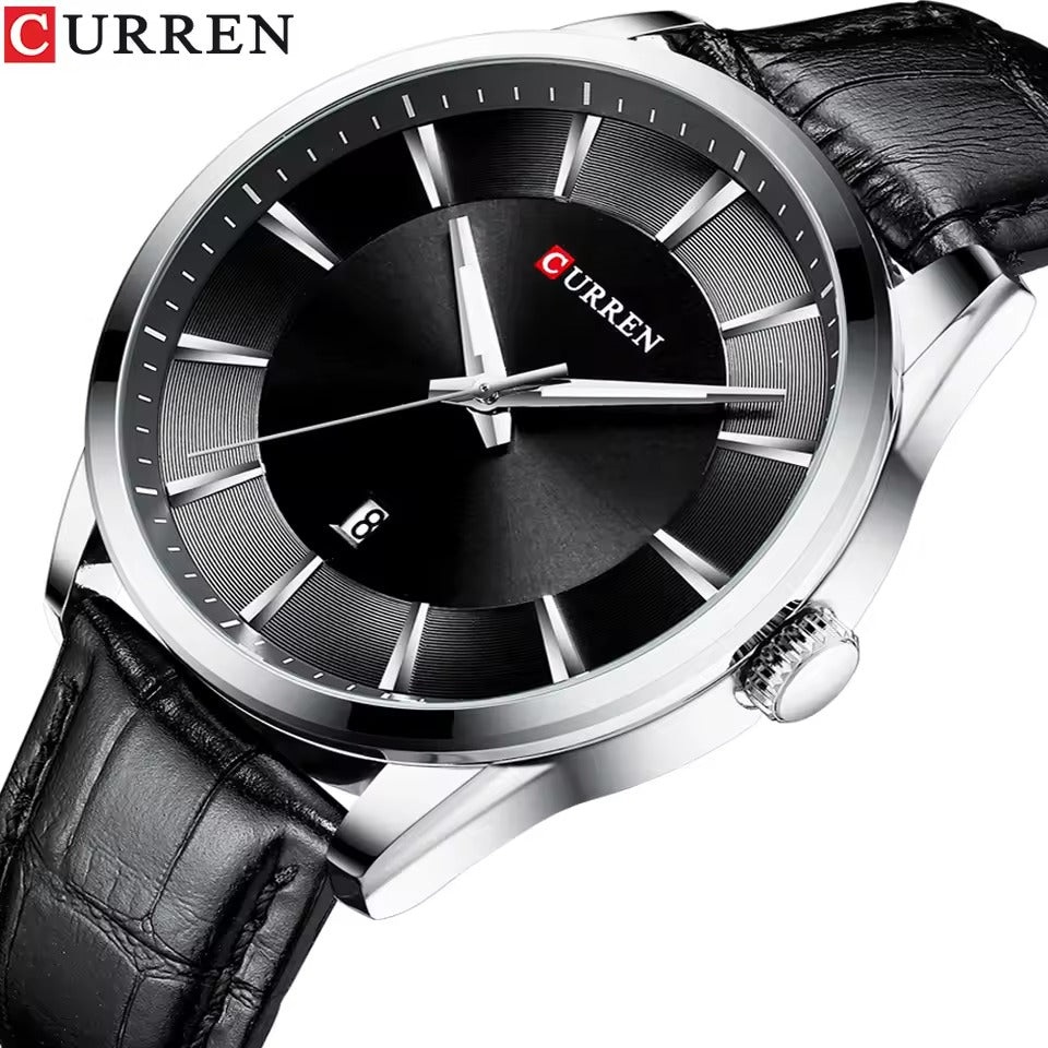 Montre à Quartz avec bracelet en cuir pour homme