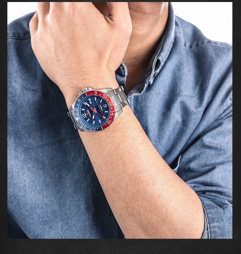 Montre de luxe en acier inoxydable pour hommes