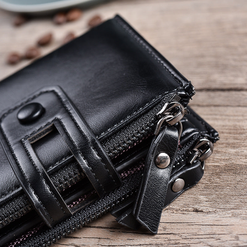 portefeuille double zip pour hommes