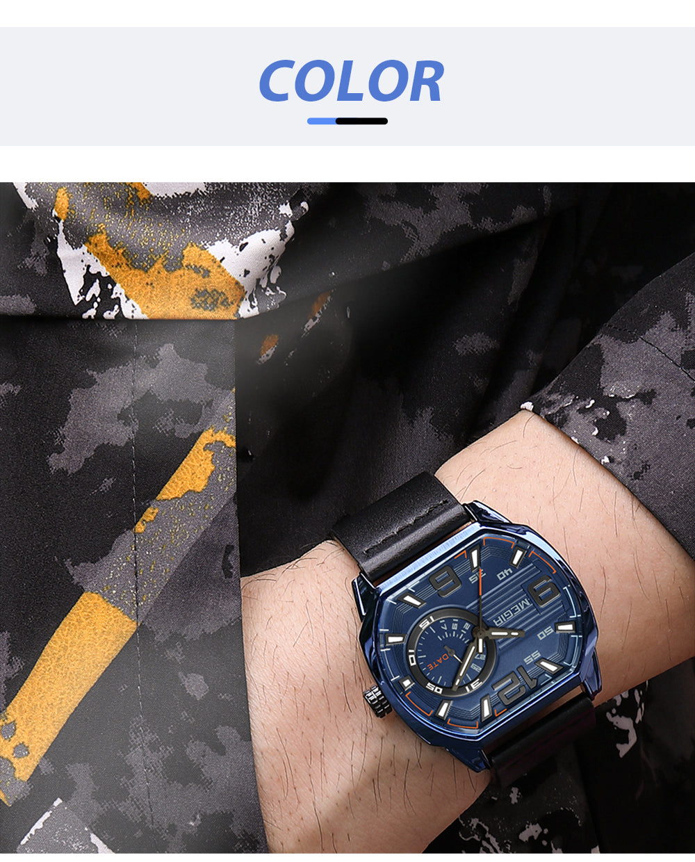 Montre à quartz en cuir pour homme décontractées
