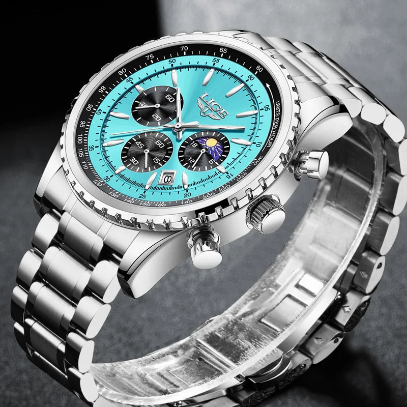 Montre à quartz en cuir étanche pour homme