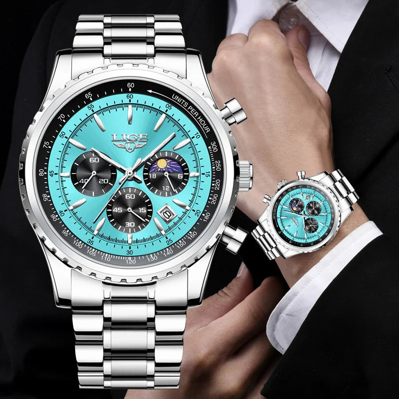 Montre à quartz en cuir étanche pour homme