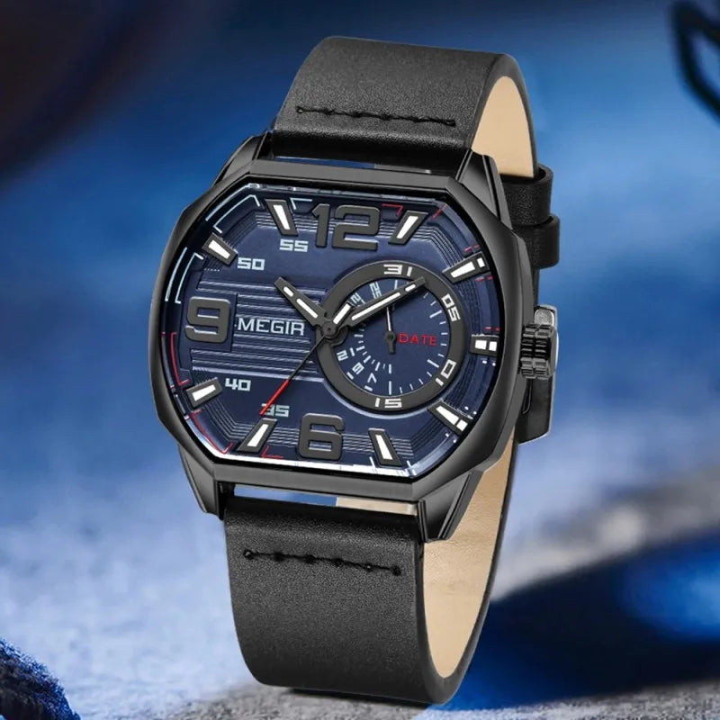 Montre à quartz en cuir pour homme décontractées