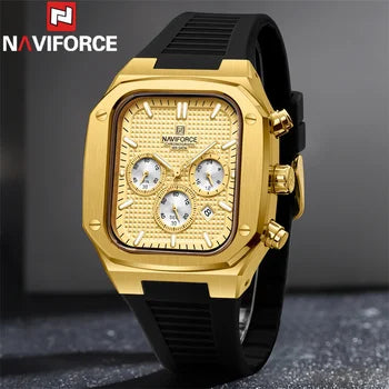 Montre-bracelet carrée dorée étanche