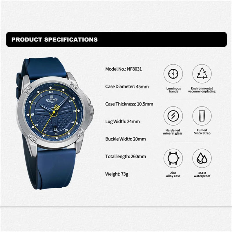 Montre-bracelet à quartz étanche pour homme