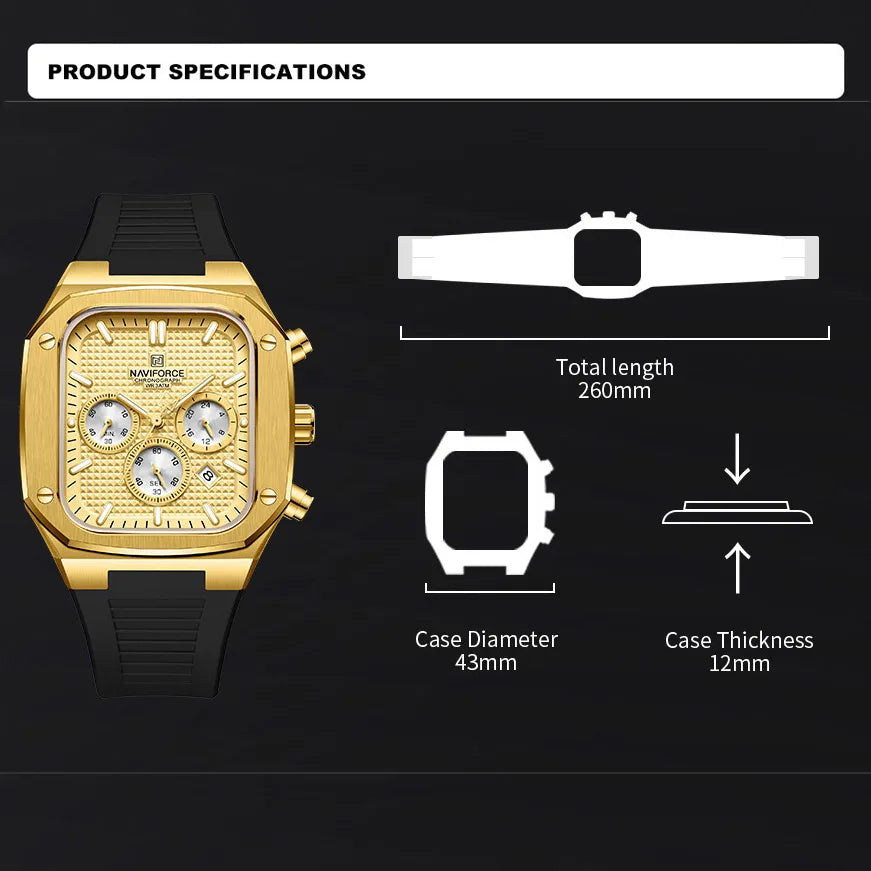 Montre-bracelet carrée dorée étanche