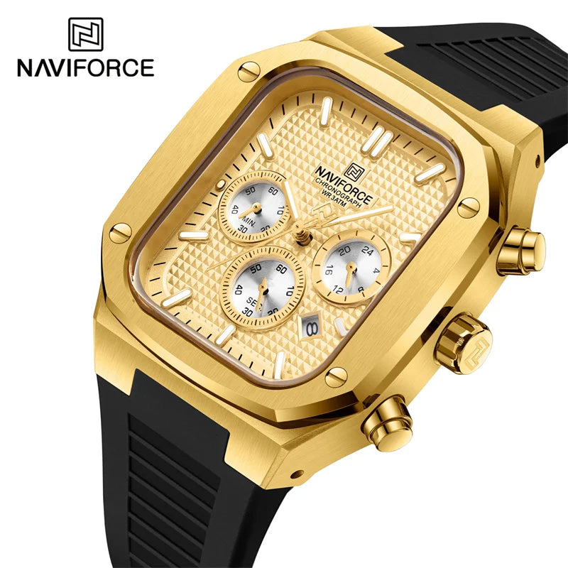 Montre-bracelet carrée dorée étanche