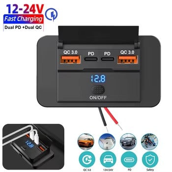 Adaptateur de prise de chargeur de voiture à 4 Ports