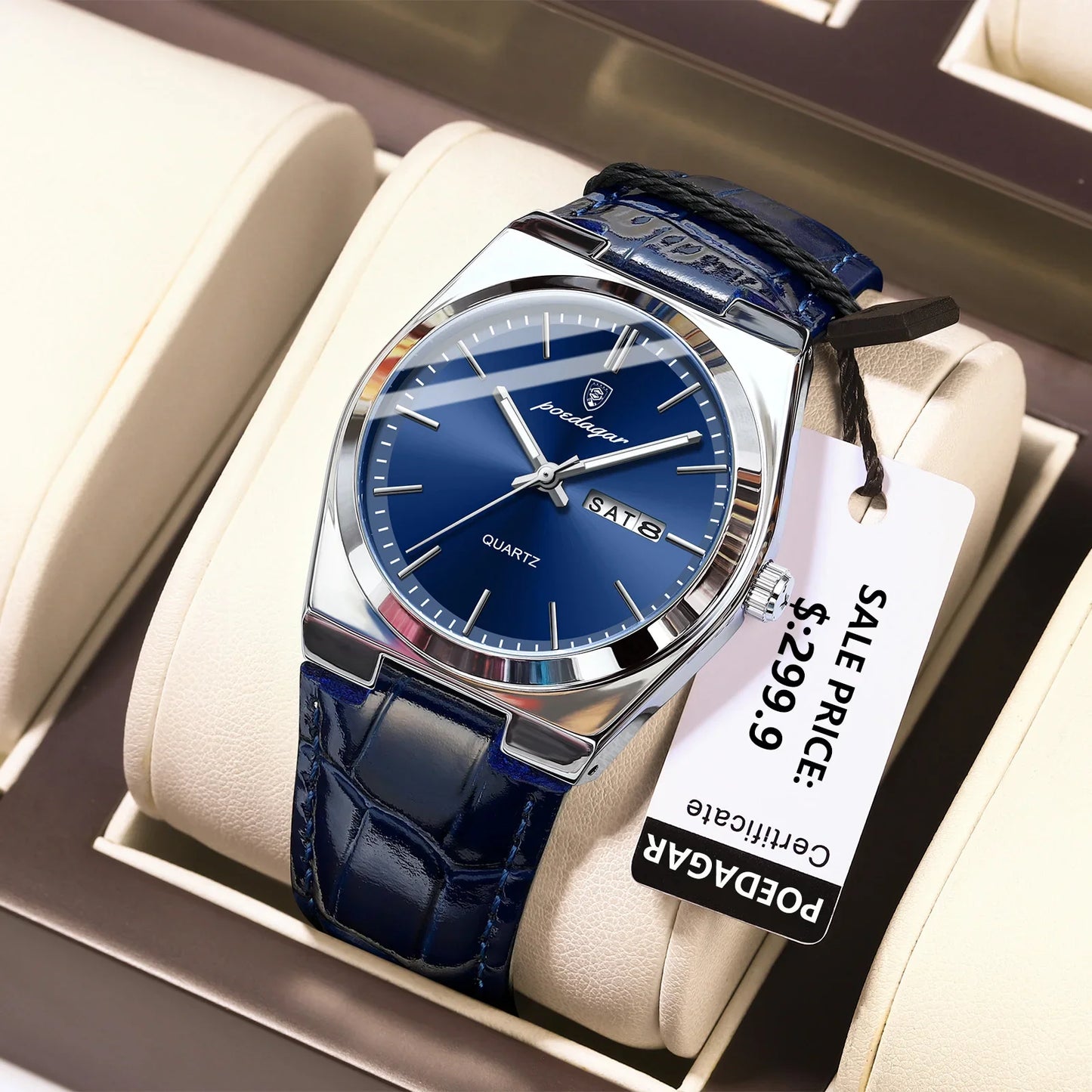 Montre-bracelet en cuir de luxe pour homme