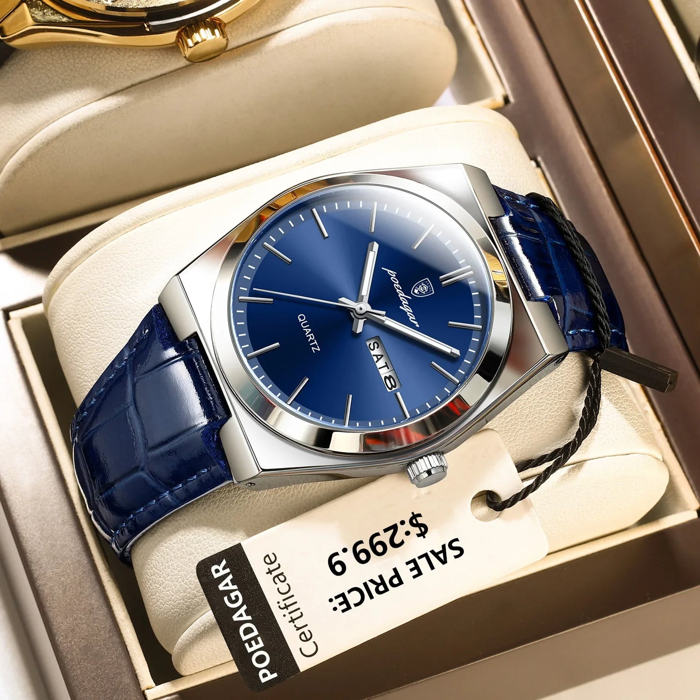 Montre-bracelet en cuir de luxe pour homme