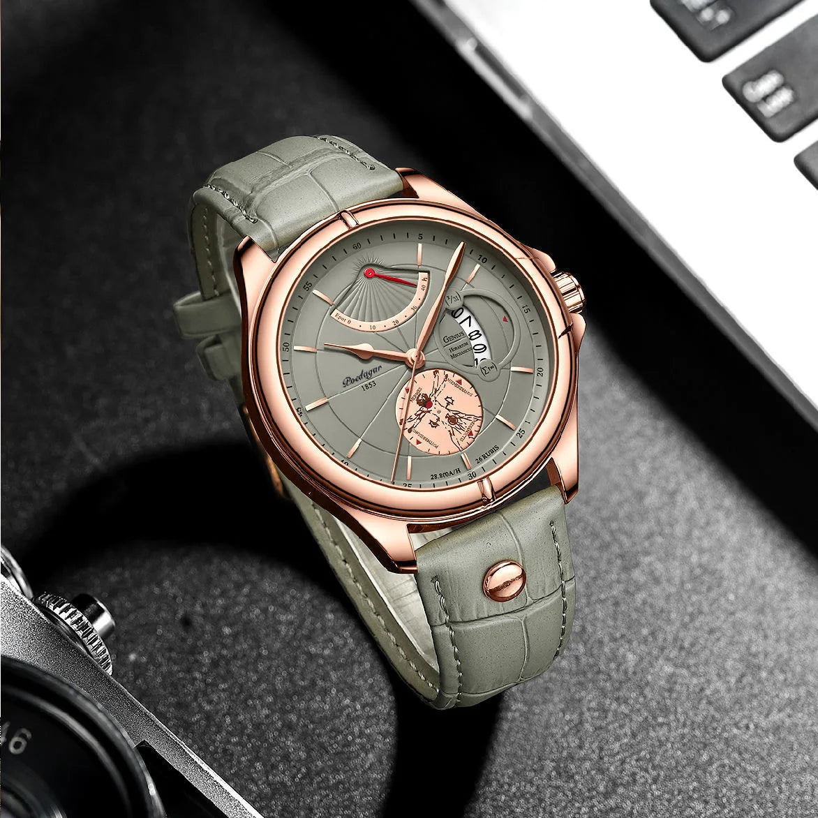 Montre de Luxe en Cuir pour Homme d'Affaires