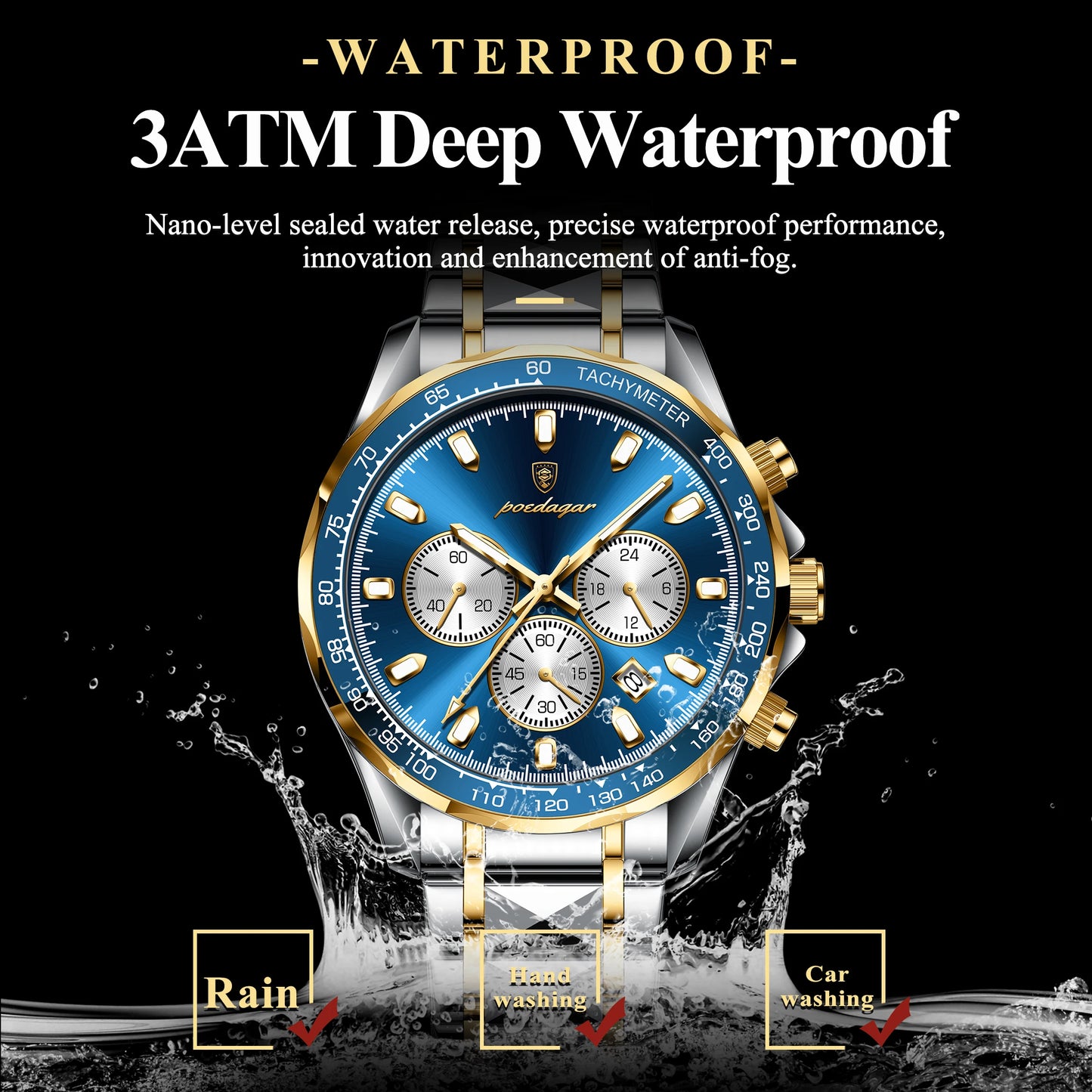 Montre de luxe étanche pour homme
