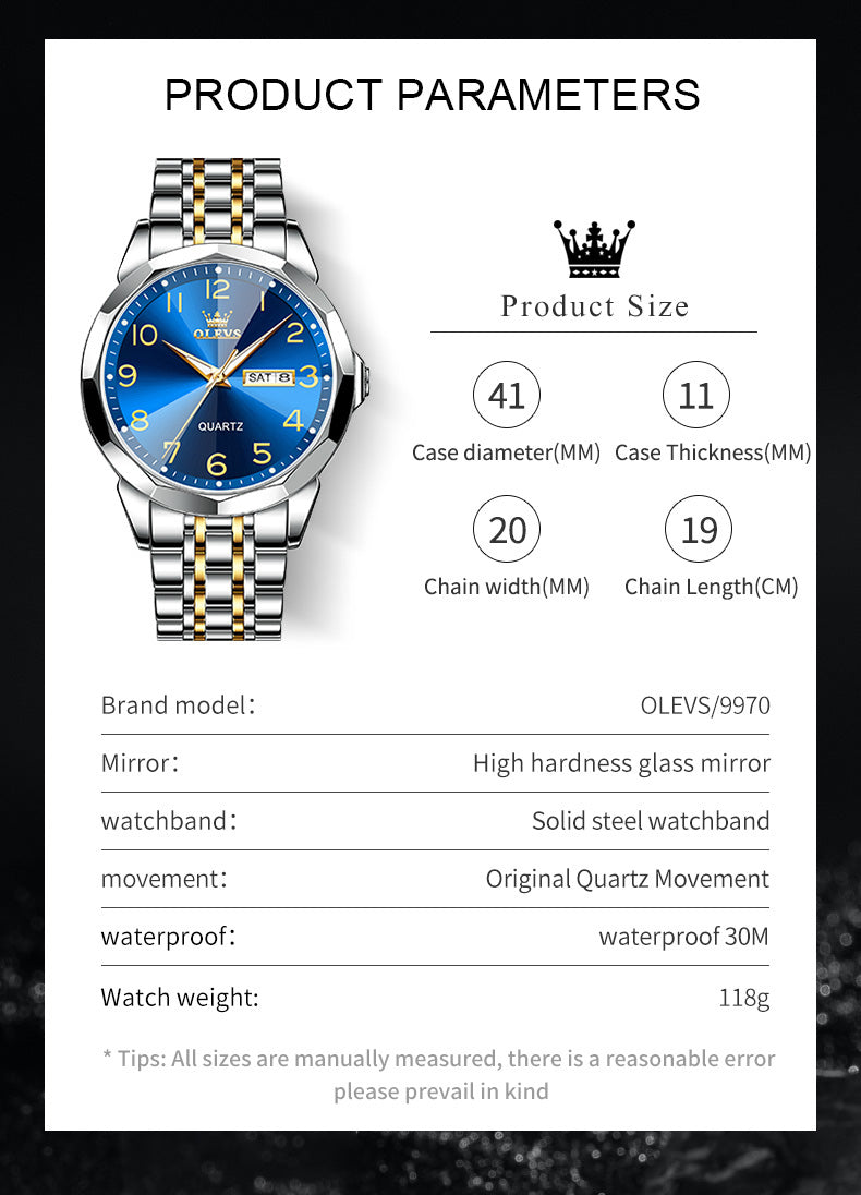 Montre étanche lumineux pour hommes