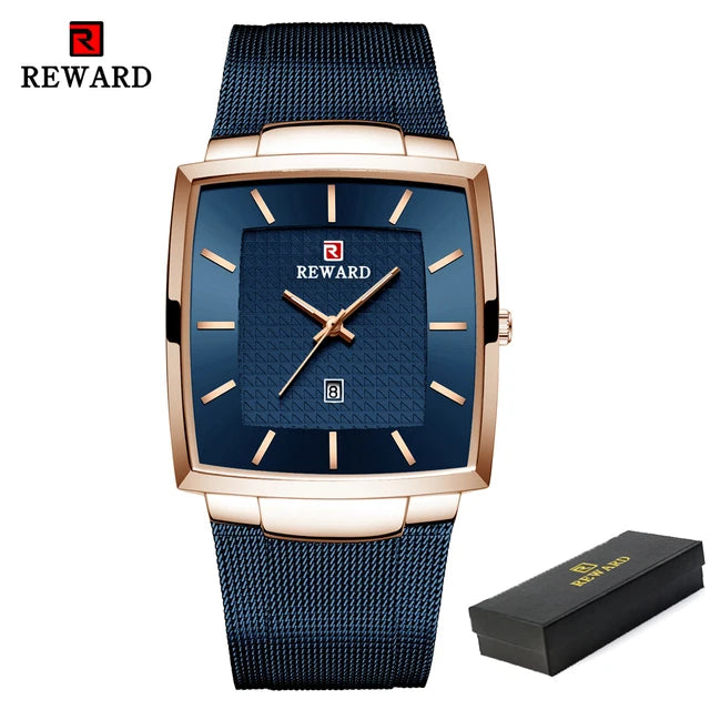 Montre carrée bleue supérieure pour homme