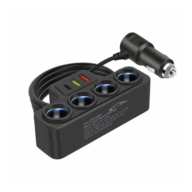 Allume-cigare à quatre trous Chargeur de voiture à charge rapide