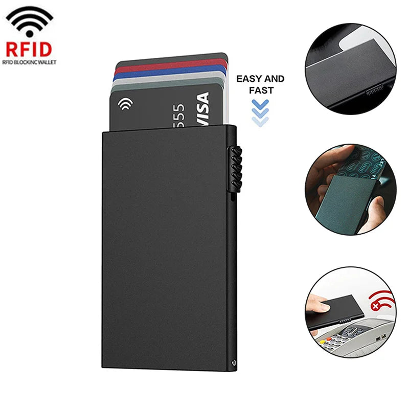 Porte-cartes en métal fin minimaliste pour hommes