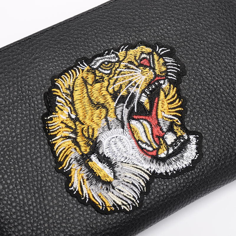 Pochette en cuir PU motif de tigre pour hommes d'affaires