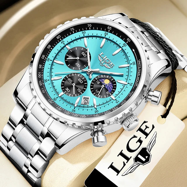 Montre à quartz en cuir étanche pour homme