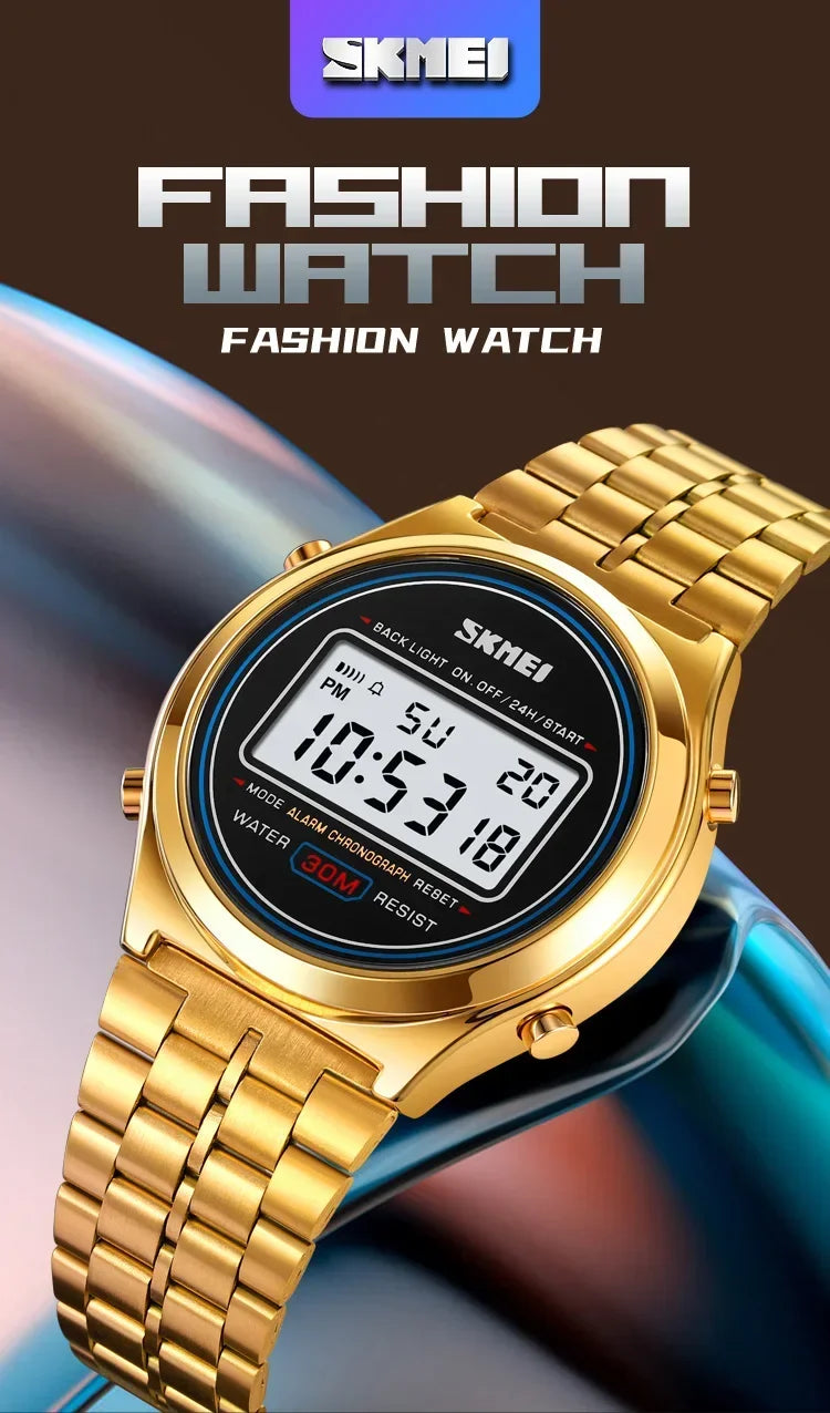 Montre numérique bracelet en acier