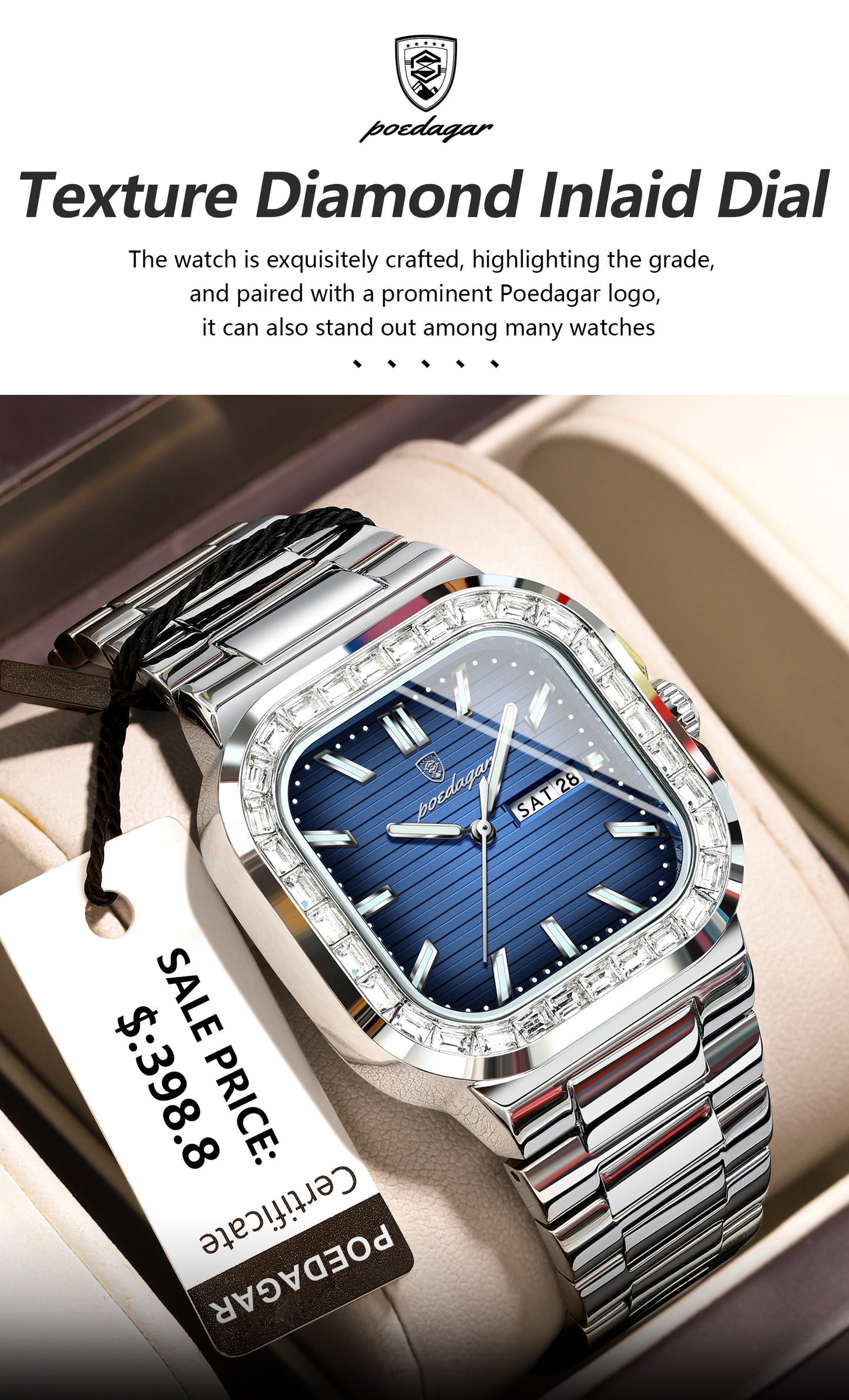 Montre de Luxe Carré pour Homme