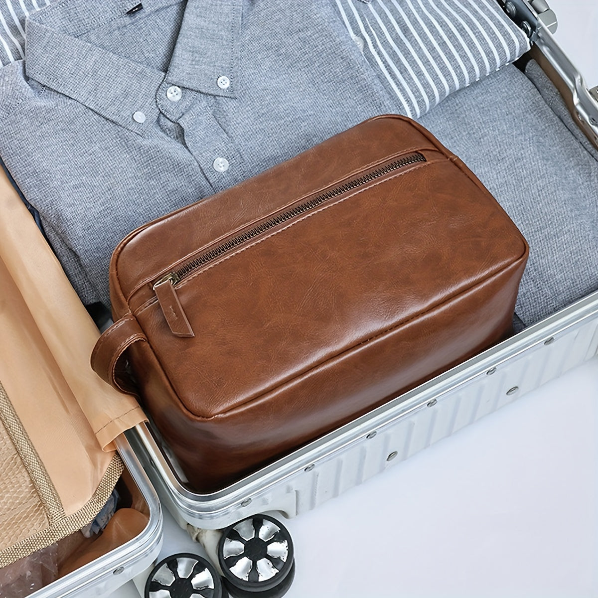 Trousse en cuir PU imperméable pour hommes