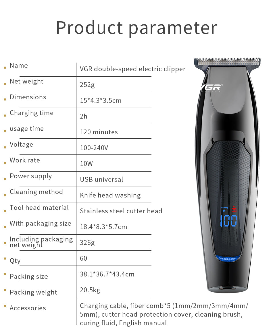 Tondeuse à cheveux Affichage LED Rechargeable