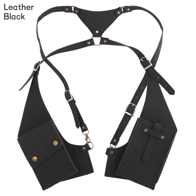 Sac de poitrine antivol en cuir pour hommes